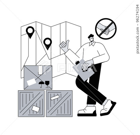 No-contact pick up and delivery abstract concept vector illustration. virus safe delivery, protected transport service, COVID-19 business tranformation, online grocery order abstract metaphor. 96274194