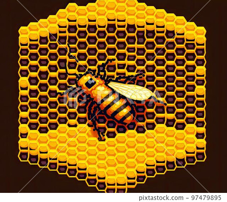 Honeycomb with sweet honey drips background , 8 bit style, clear style 97479895