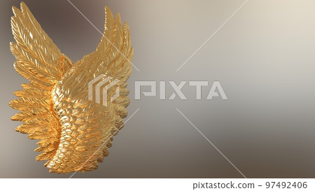 Gold wings brown background 97492406