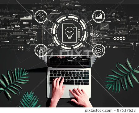 Idea of success theme with person using a laptop 97537628