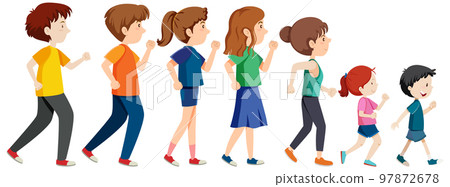 People walking backward cartoon 97872678