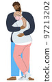 Man and woman. Embrace. Pregnant woman. Vector illustration 97213202