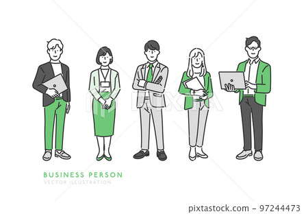 Full-body illustration material of a business person working at a company 97244473