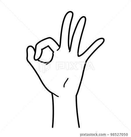 Hand gesture ok sign black and white 98527050