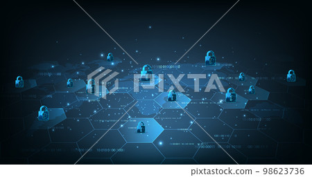 Concept of network security on dark blue background. 98623736