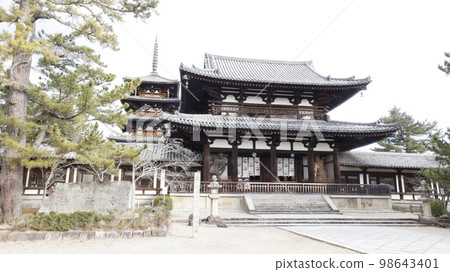 World Cultural Heritage Horyuji Temple, Chumon Gate, Five-storied Pagoda, Kondo Hall 98643401