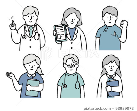 Medical worker / welfare person set upper body blue 98989078