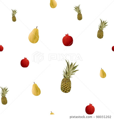 Pineapple fruit red pear pattern a watercolor  98031202