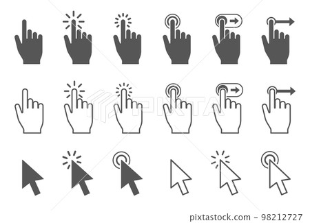 hand and arrow pointer icon set 98212727