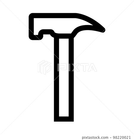 Construction hammer icon line isolated on white background. Black flat thin icon on modern outline style. Linear symbol and editable stroke. Simple and pixel perfect stroke vector illustration 98220021