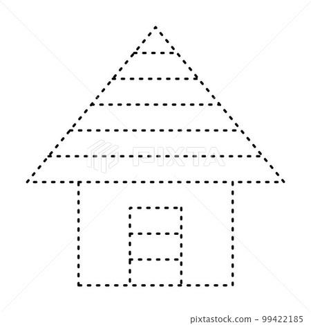 Tracing house dotted lines shape for preschool and kindergarten school kids worksheet element for drawing practice 99422185