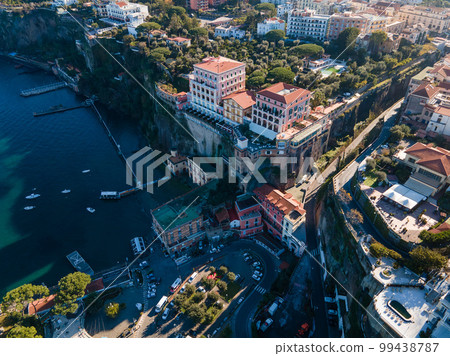 Aerial view of Sorrento, a coastal town in south Italy, facing the Bay of Naples on the Sorrentine Peninsula 99438787