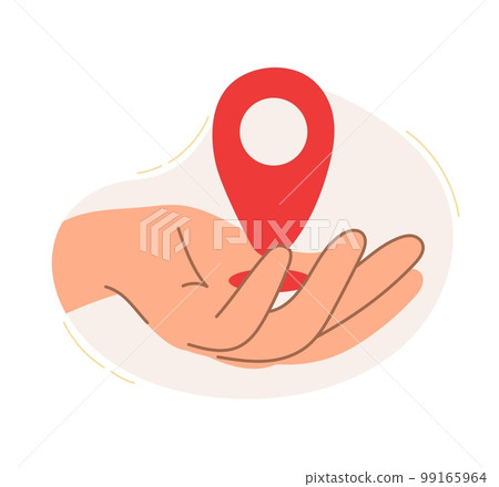 The hand holds the geometry. The concept of a business idea, startup, organization, brainstorming. Vector illustration isolated on a white background 99165964