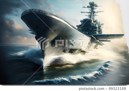 Warship. Missile cruiser. Protection of maritime borders of the state. Neural network AI generated art 99323189