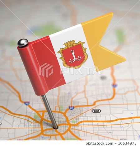 Odessa Small Flag on a Map Background. 10634975