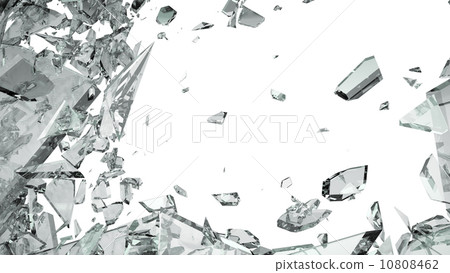 Pieces of shattered glass isolated on white 10808462