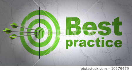 Education concept: target and Best Practice on wall background 10279479