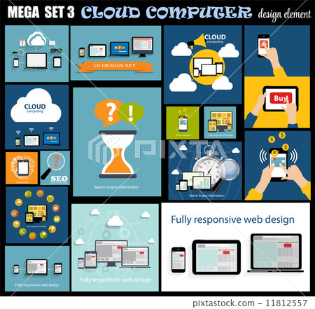 Mega Set Flat Computer Design Vector Illustration 11812557