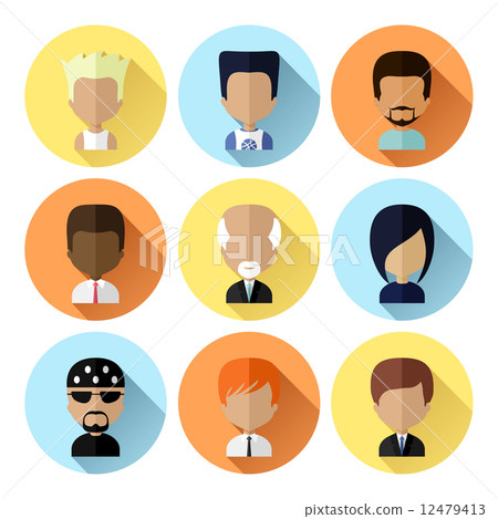 Set of Men Faces Icons in Flat Design 12479413