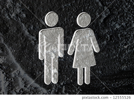 Restroom icon and Pictogram Man Woman Sign on Cement wall textur 12555526