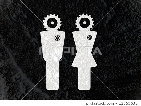 Restroom icon and Pictogram Man Woman Sign on Cement wall textur 12555633