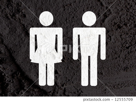 Pictogram Man Woman Sign icons on  wall texture background desig 12555709