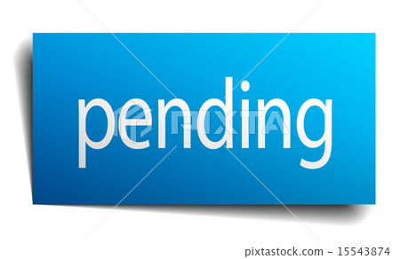 pending blue paper sign on white background 15543874