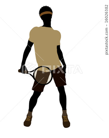 African American Tennis Player Illustration Silhouette 16026382