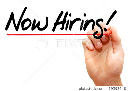 Hand writing Now Hiring, business concept.. 19592648