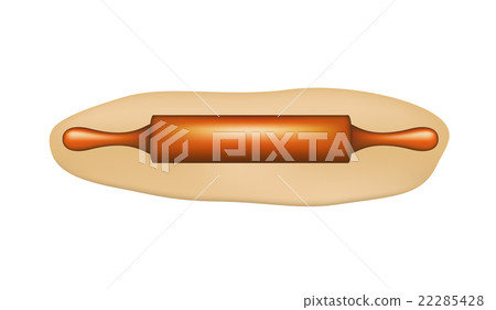 Dough with rolling pin on white background  22285428