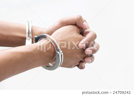 hand with shackle on white 24709242