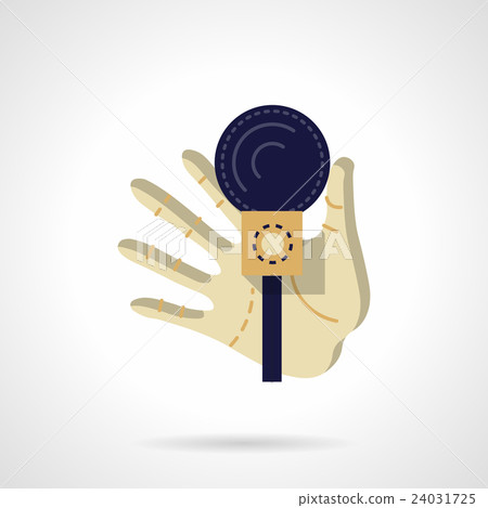 Hand with microphone flat color design vector icon 24031725