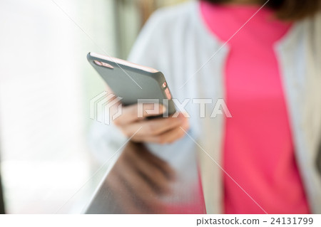 Human hand hold with mobile phone 24131799