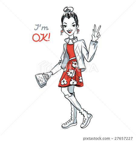 Vector cute fashionable girl 27657227