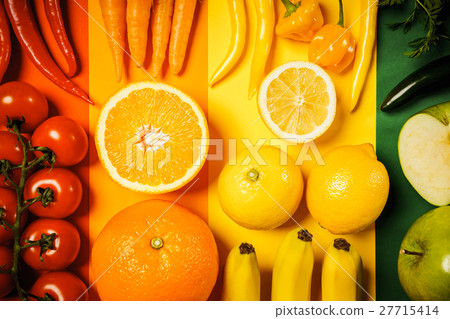 vegetables and fruit on a colored background 27715414