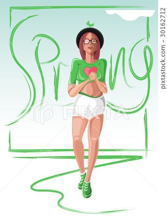 Spring design with cute fashionable girl 30162712