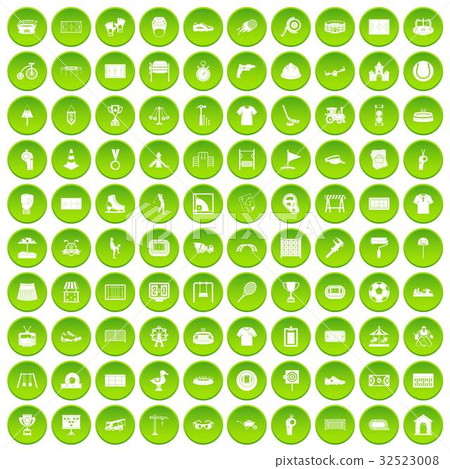 100 playground icons set green circle 32523008