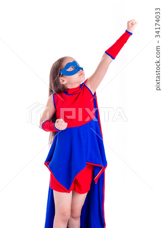 Young girl in superhero costume 34174033