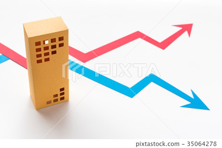 Arrow Real Estate Down Rising Rising Polarization Building Cost 35064278