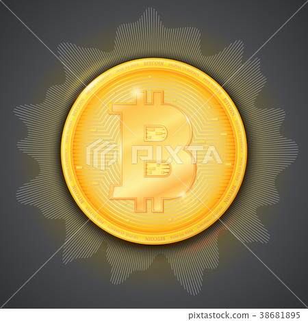 Coin of virtual currency Bitcoin. Icon of golden 38681895