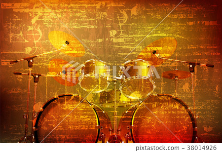 abstract grunge background with drum kit 38014926