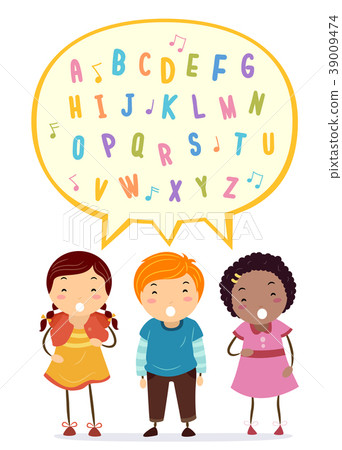 Stickman Kids Sing Alphabet Illustration 39009474