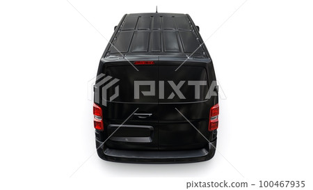 Black van on a white background. A small commercial car for Courier delivery of orders. 3d rendering 100467935