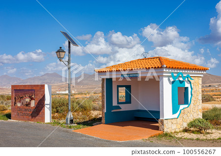 The typical bus stop at the village of Los Llanos on the island of Fuerteventura 100556267