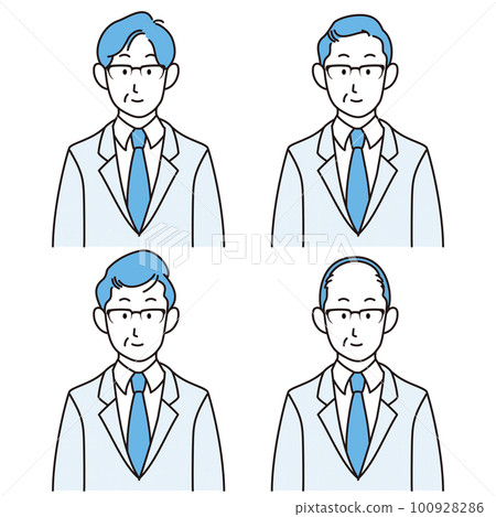 Upper body illustration set of a man wearing a suit 100928286