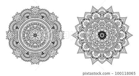 Black complex wedding decorative mandala, for printable coloring book page 100118065