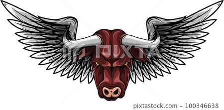 creative cow wing logo vector illustration, Winged cow ancient emblems elements 100346638