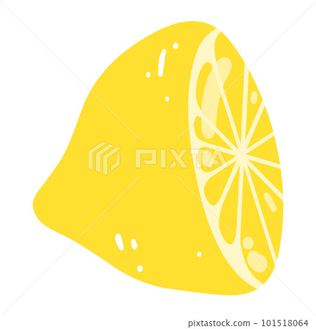 Hand drawn half a lemon. Vector illustration of cut tasty citrus, healthy food, summer fresh fruit 101518064