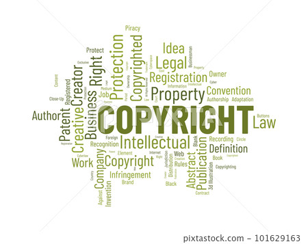 Word cloud background concept for Copyright. Intellectual property, legal trademark owner of business right. vector illustration. 101629163