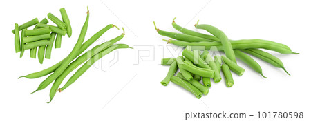 Green beans isolated on a white background , Top view. Flat lay 101780598